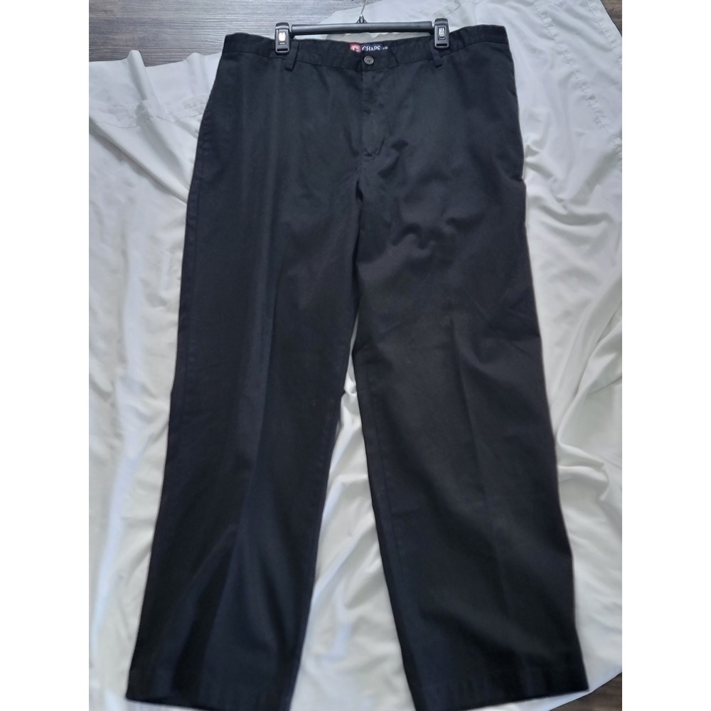 Chaps Mitchell Mens‎ Black Relaxed Fit Flat Front Cotton Pants 40x32 NWT